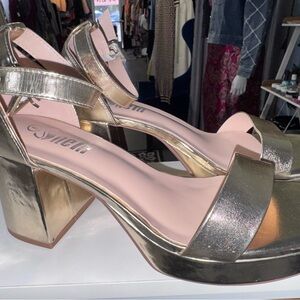 Gold Block Heel Sandals